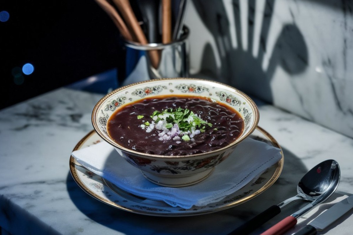 How do you get rid of the bitter taste in black bean soup?