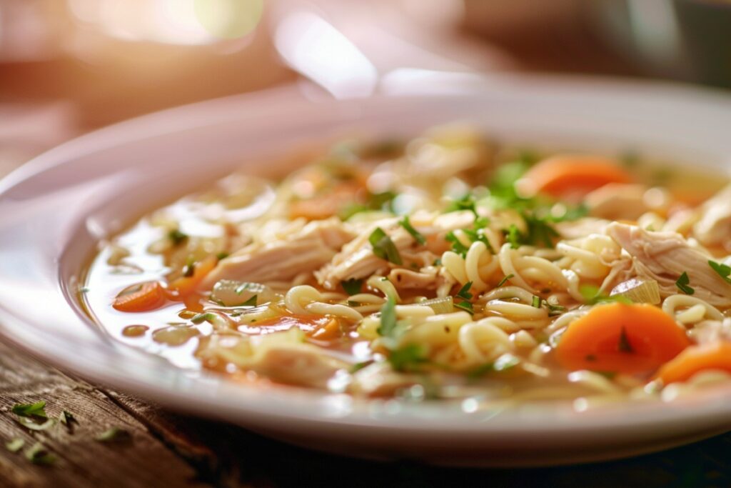 Can I crack an egg in my chicken noodle soup?