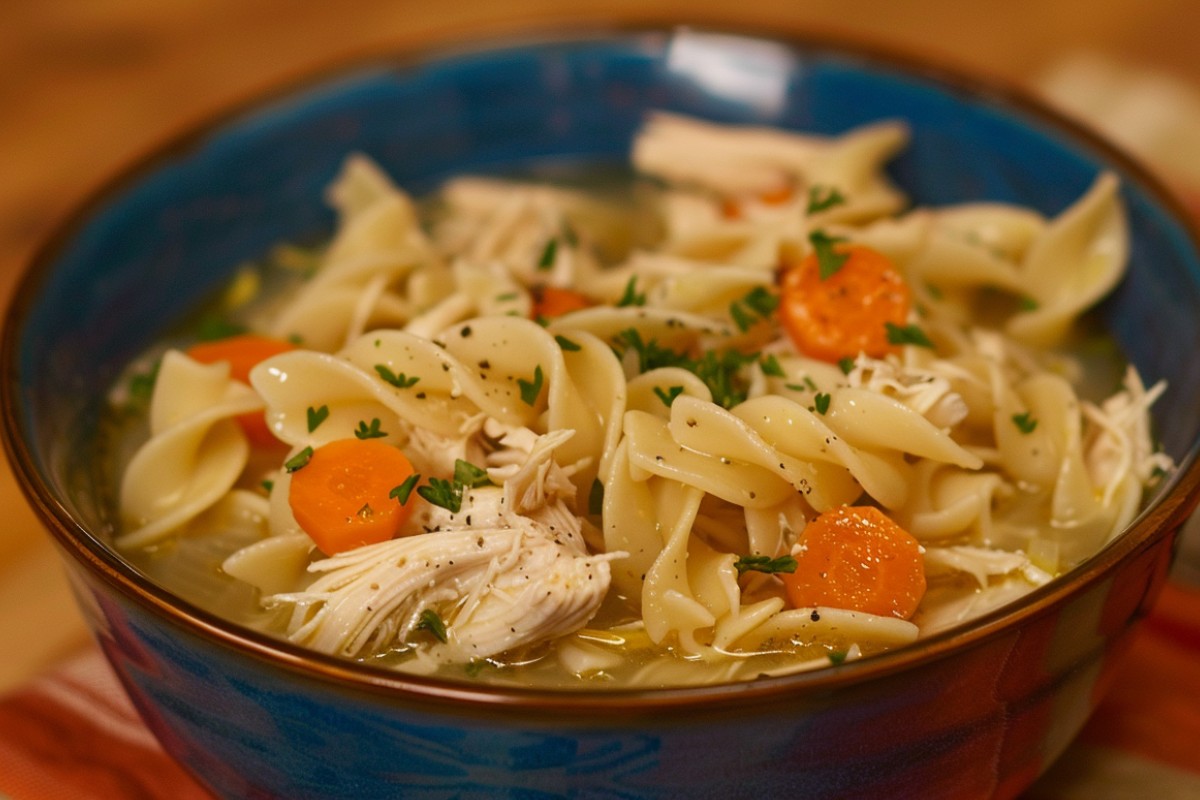 Can I put uncooked noodles in my chicken soup?